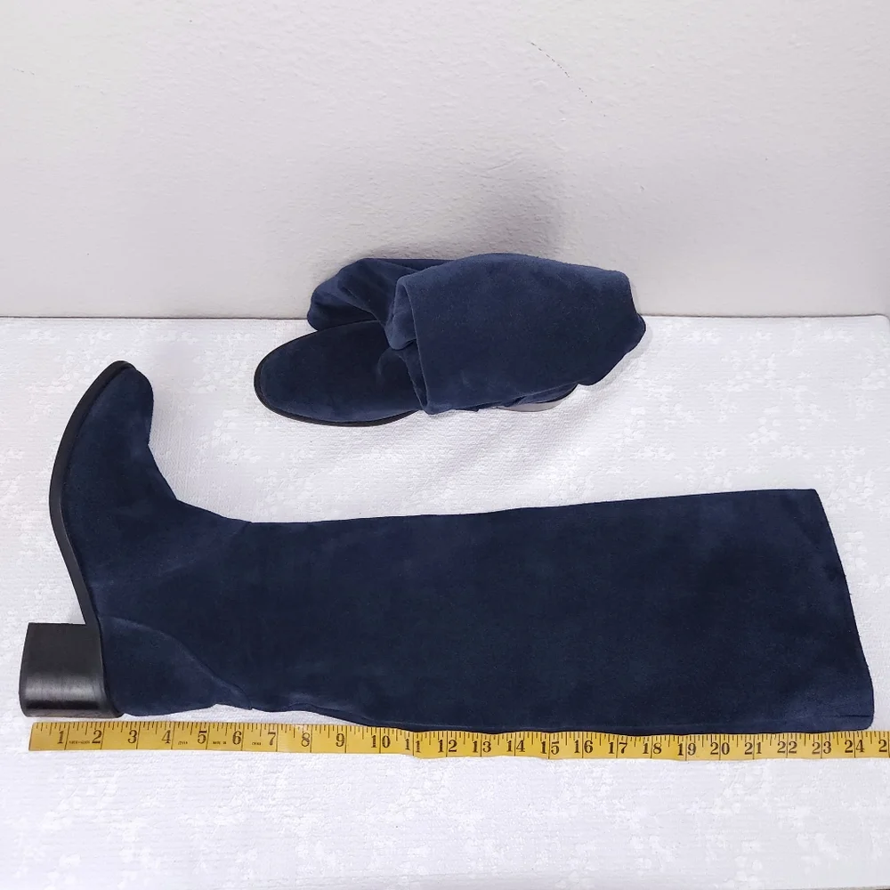 Jeffrey Campbell Ryding Over The Knee Riding Boots US 8.5 Navy Blue Suede OTK